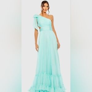 Mac Duggal  Elegant One-Shoulder Aqua Dress
